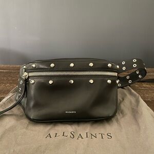All Saints Leather Studded Belt Bag